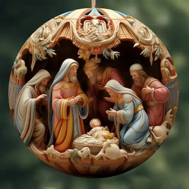 Enfeite de Natal - Ornamento 3D Nascimento de Jesus de Acrílico - Compre 3 Leve 5 Peças