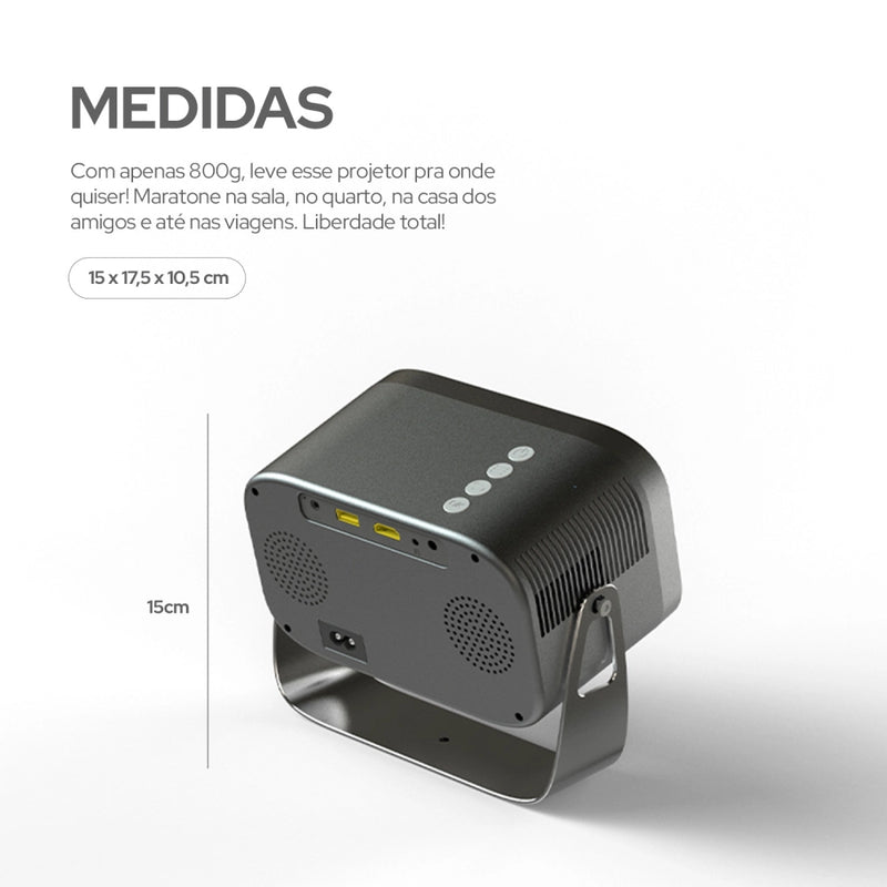 Projetor 360° Android Smart TV 1080p com som de 3W