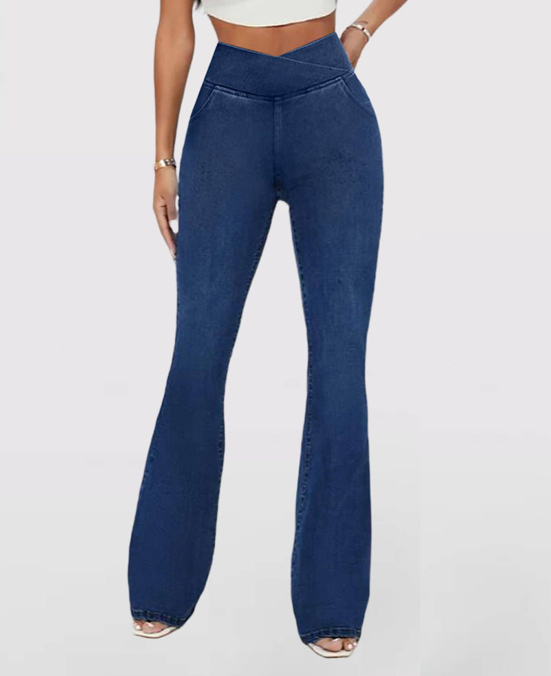 Calça Jeans de Cintura Alta Cruzada [Pré BlackFriday 🔥]