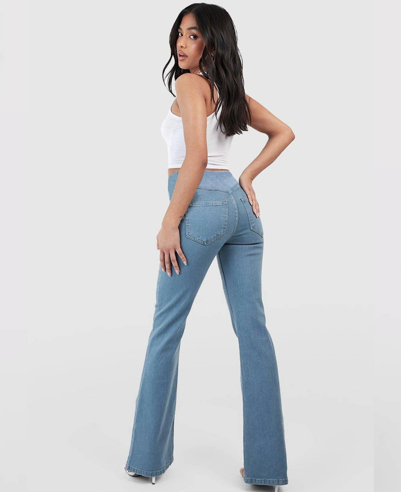 Calça Jeans de Cintura Alta Cruzada [Pré BlackFriday 🔥]