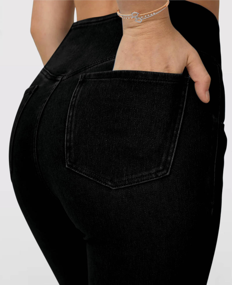 Calça Jeans de Cintura Alta Cruzada [Pré BlackFriday 🔥]