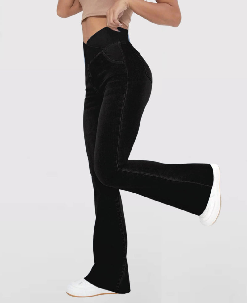 Calça Jeans de Cintura Alta Cruzada [Pré BlackFriday 🔥]