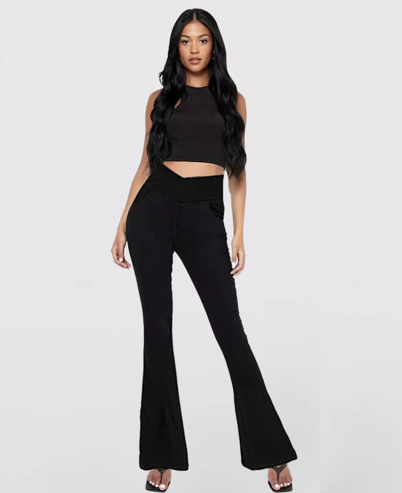 Calça Jeans de Cintura Alta Cruzada [Pré BlackFriday 🔥]