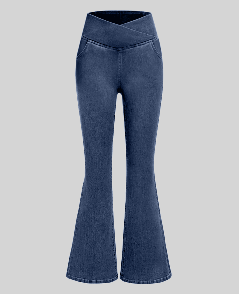 Calça Jeans de Cintura Alta Cruzada [Pré BlackFriday 🔥]