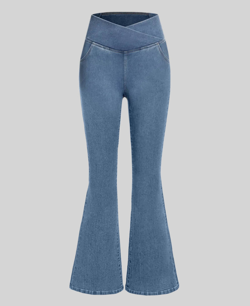 Calça Jeans de Cintura Alta Cruzada [Pré BlackFriday 🔥]