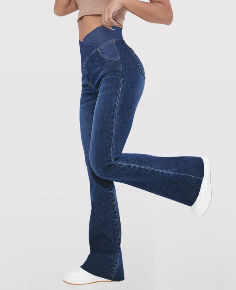 Calça Jeans de Cintura Alta Cruzada [Pré BlackFriday 🔥]
