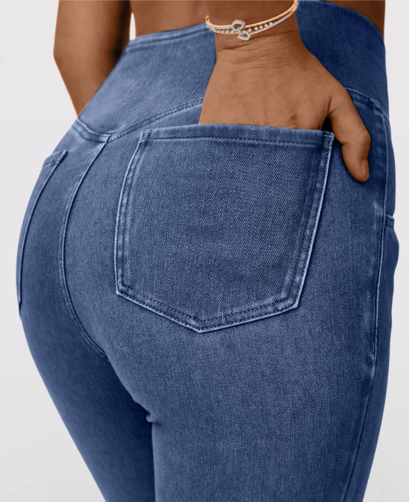 Calça Jeans de Cintura Alta Cruzada [Pré BlackFriday 🔥]