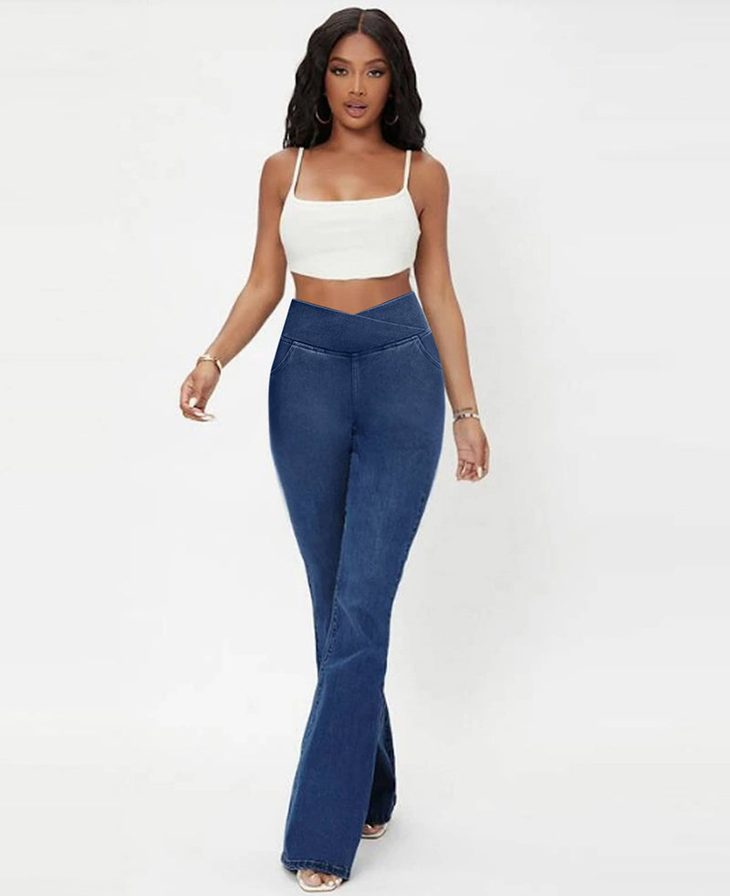 Calça Jeans de Cintura Alta Cruzada [Pré BlackFriday 🔥]